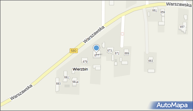 Wierzbin, Warszawska, 677, mapa Wierzbin