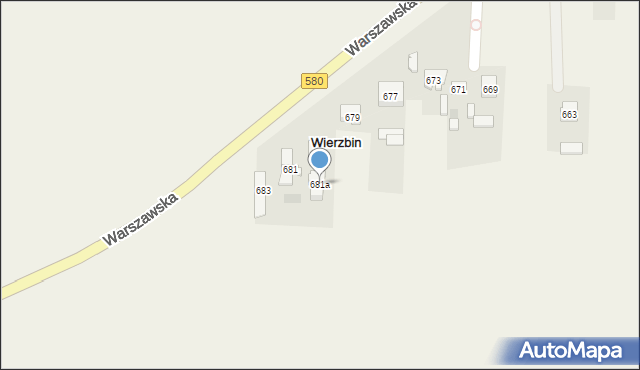 Wierzbin, Warszawska, 681a, mapa Wierzbin