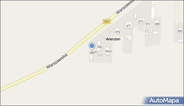 Wierzbin, Warszawska, 683, mapa Wierzbin
