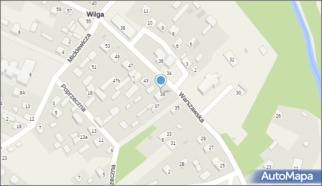 Wilga, Warszawska, 39b, mapa Wilga