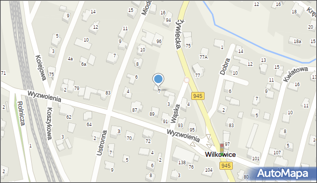 Wilkowice, Wąska, 7, mapa Wilkowice