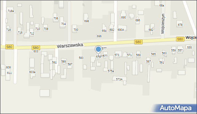 Wojcieszyn, Warszawska, 579, mapa Wojcieszyn