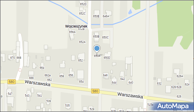 Wojcieszyn, Warszawska, 650A, mapa Wojcieszyn