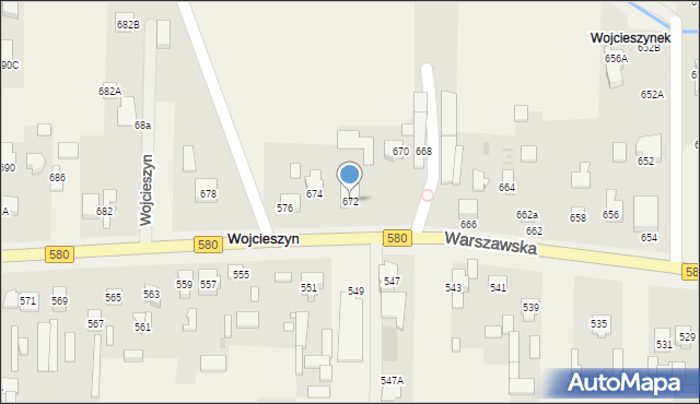 Wojcieszyn, Warszawska, 672, mapa Wojcieszyn