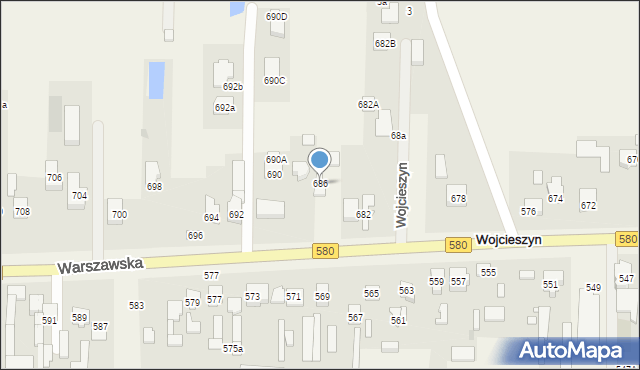 Wojcieszyn, Warszawska, 686, mapa Wojcieszyn