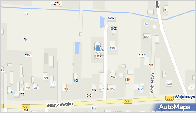 Wojcieszyn, Warszawska, 692a, mapa Wojcieszyn