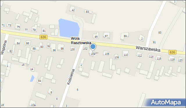 Wola Rasztowska, Warszawska, 104, mapa Wola Rasztowska