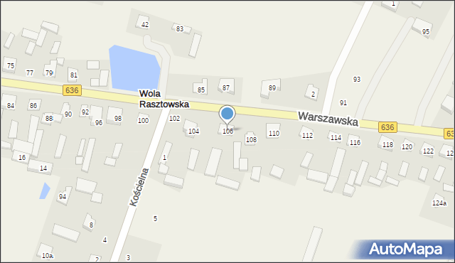 Wola Rasztowska, Warszawska, 106, mapa Wola Rasztowska