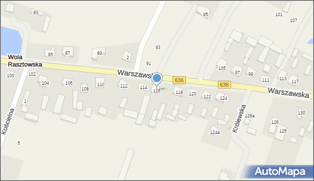 Wola Rasztowska, Warszawska, 116, mapa Wola Rasztowska