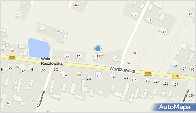 Wola Rasztowska, Warszawska, 89, mapa Wola Rasztowska