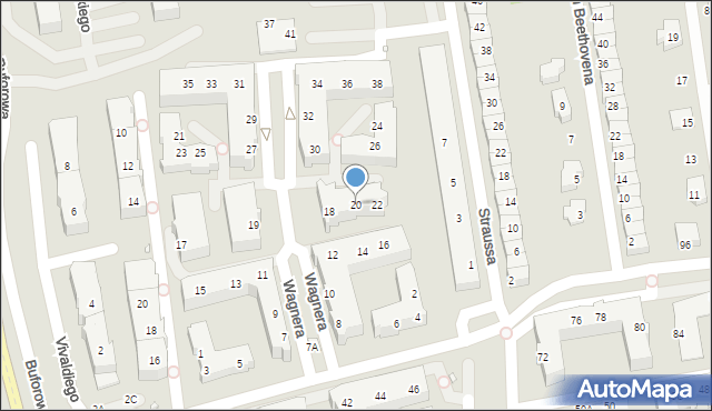 Wrocław, Wagnera Ryszarda, 20, mapa Wrocławia