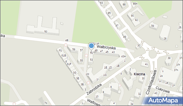 Wrocław, Wałbrzyska, 51, mapa Wrocławia