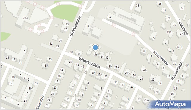 Wrocław, Wawrzyniaka Piotra, ks., 36, mapa Wrocławia