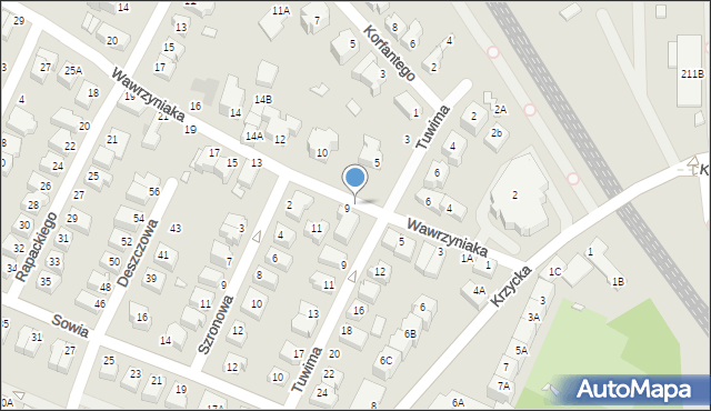 Wrocław, Wawrzyniaka Piotra, ks., 9a, mapa Wrocławia