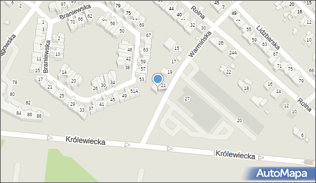 Wrocław, Warmińska, 23, mapa Wrocławia