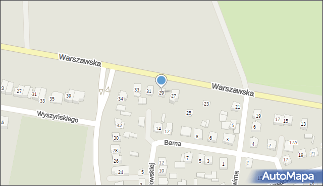 Wysokie Mazowieckie, Warszawska, 29, mapa Wysokie Mazowieckie