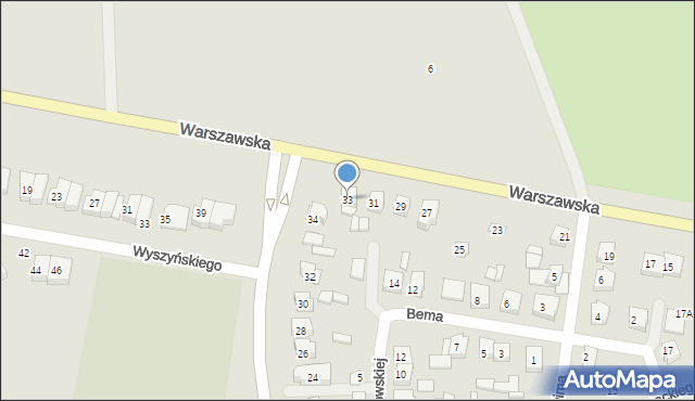 Wysokie Mazowieckie, Warszawska, 33, mapa Wysokie Mazowieckie