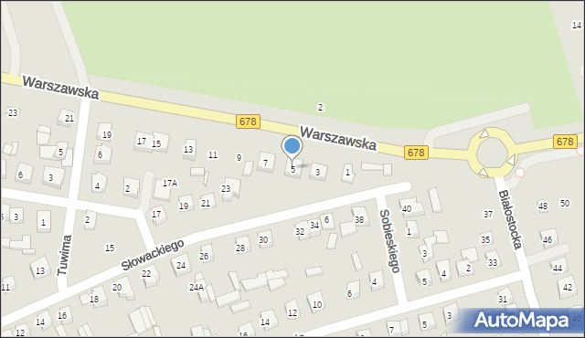 Wysokie Mazowieckie, Warszawska, 5, mapa Wysokie Mazowieckie