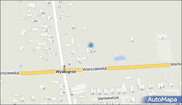 Wyszogród, Warszawska, 5, mapa Wyszogród