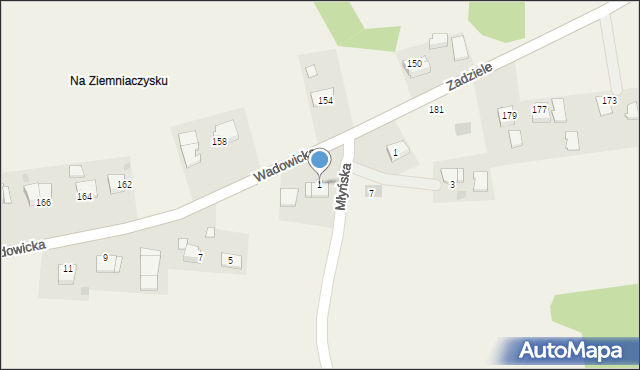 Wyźrał, Wadowicka, 1, mapa Wyźrał