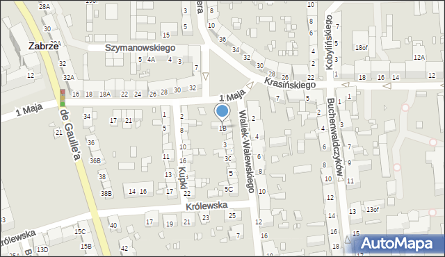 Zabrze, Wallek-Walewskiego Bolesława, 1B, mapa Zabrza