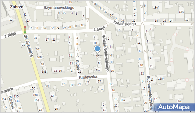 Zabrze, Wallek-Walewskiego Bolesława, 3C, mapa Zabrza