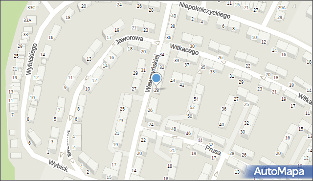 Zabrze, Wawrzyńskiej Ludwiki, 28, mapa Zabrza