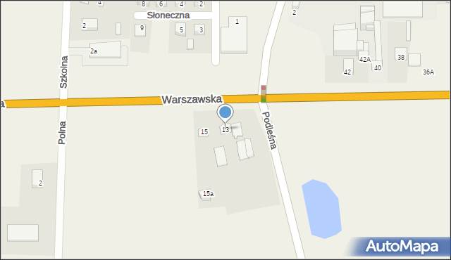 Zalesie, Warszawska, 13, mapa Zalesie