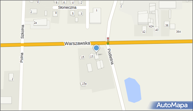 Zalesie, Warszawska, 13A, mapa Zalesie