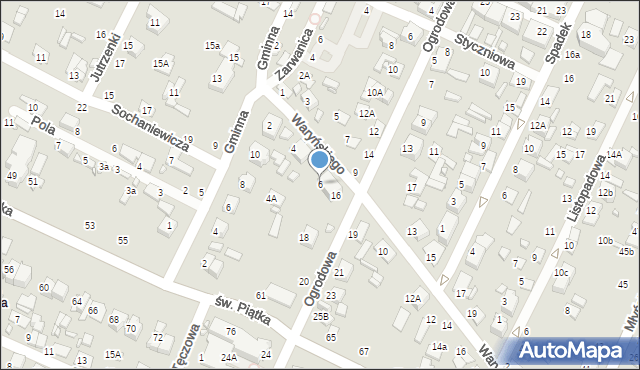 Zamość, Waryńskiego Ludwika, 6, mapa Zamościa