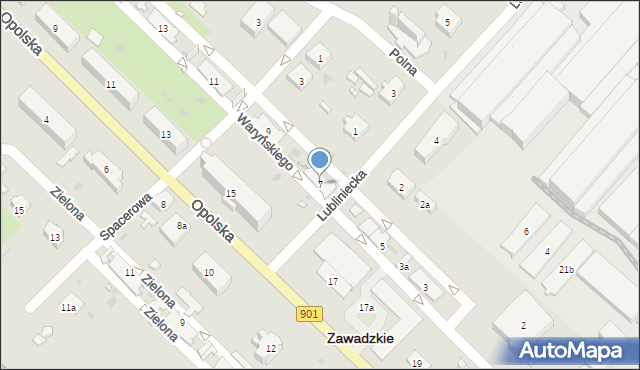 Zawadzkie, Waryńskiego Ludwika, 7, mapa Zawadzkie