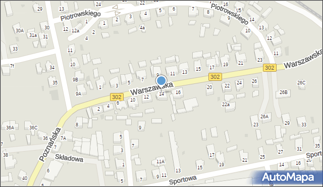 Zbąszyń, Warszawska, 14, mapa Zbąszyń