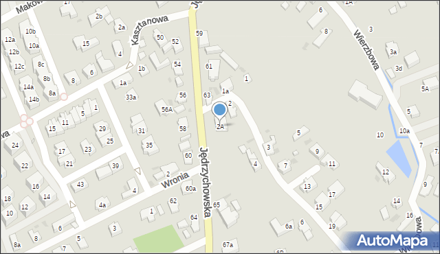 Zielona Góra, Warzywna, 2A, mapa Zielona Góra