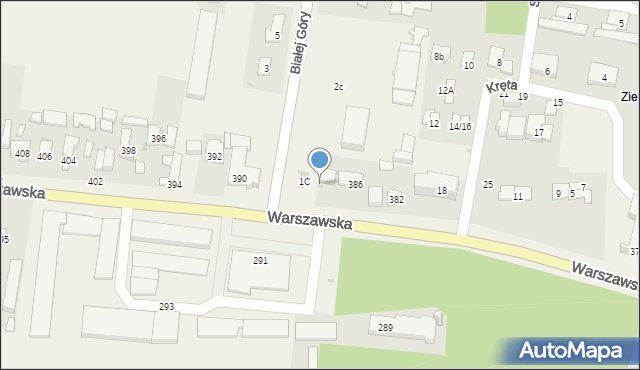 Zielonki-Parcela, Warszawska, 388, mapa Zielonki-Parcela