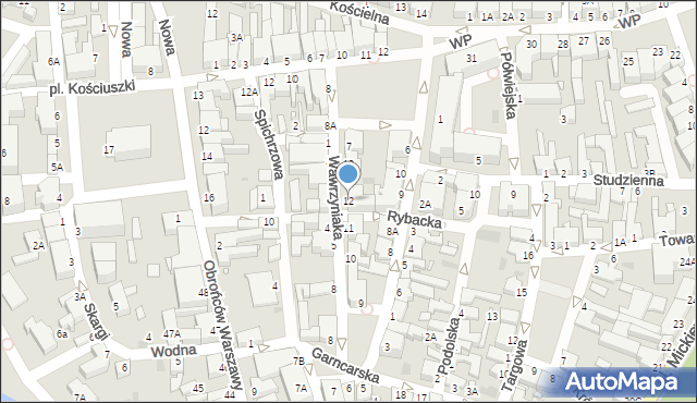 Złotów, Wawrzyniaka, 12, mapa Złotów