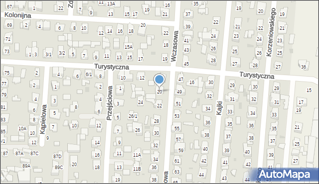 Białystok, Wczasowa, 20, mapa Białegostoku