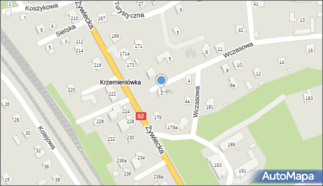 Bielsko-Biała, Wczasowa, 2, mapa Bielsko-Białej