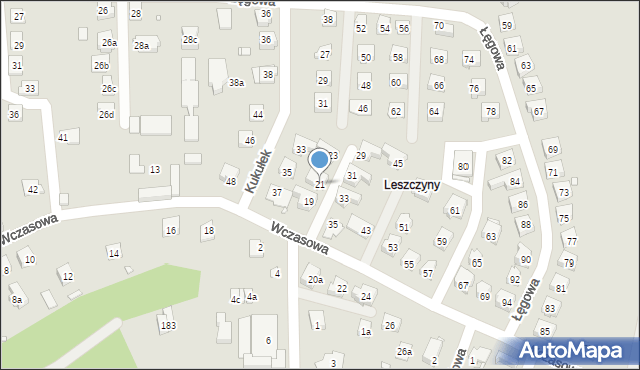 Bielsko-Biała, Wczasowa, 21, mapa Bielsko-Białej