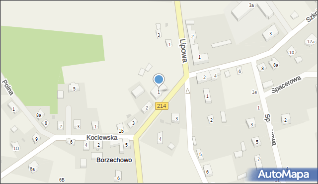 Borzechowo, Wczasowa, 1, mapa Borzechowo