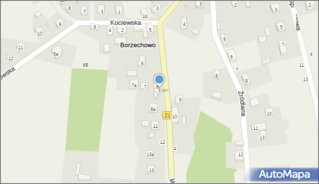 Borzechowo, Wczasowa, 8b, mapa Borzechowo