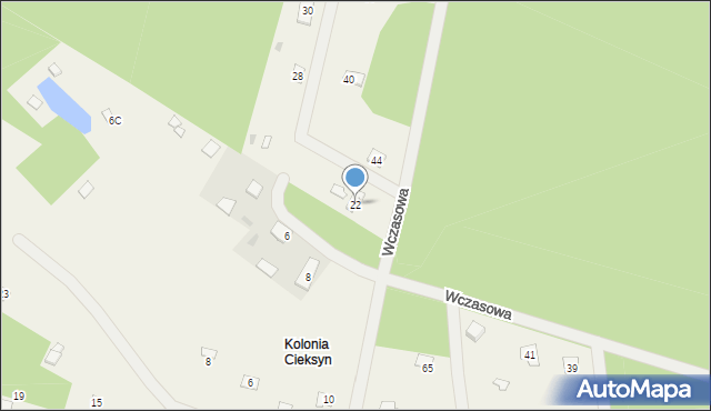 Cieksyn, Wczasowa, 22, mapa Cieksyn