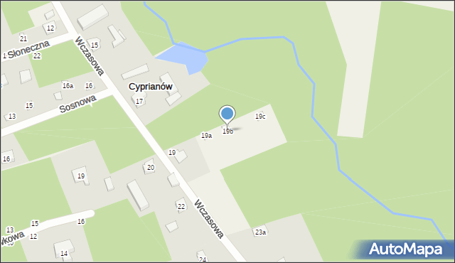 Cyprianów, Wczasowa, 19b, mapa Cyprianów