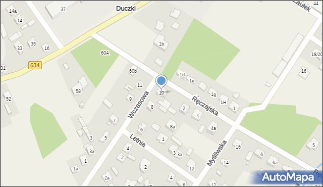 Duczki, Wczasowa, 10, mapa Duczki