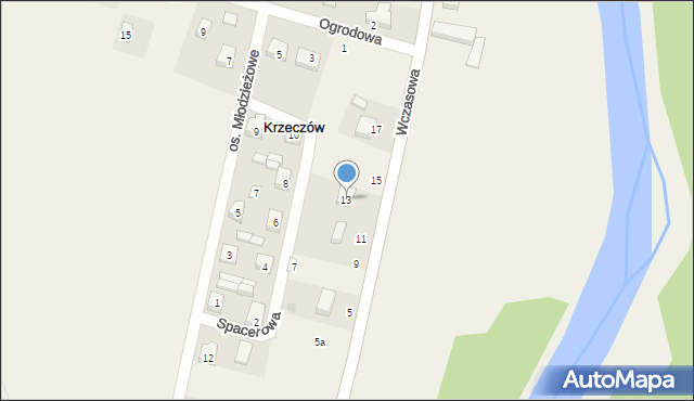 Krzeczów, Wczasowa, 13, mapa Krzeczów