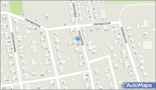 Łódź, Wczasowa, 26, mapa Łodzi