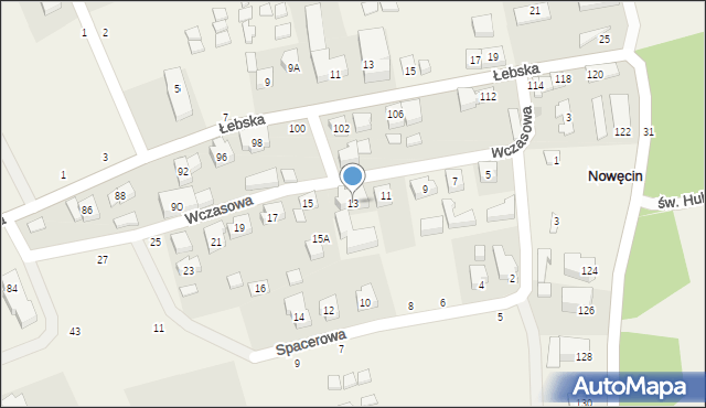 Nowęcin, Wczasowa, 13, mapa Nowęcin