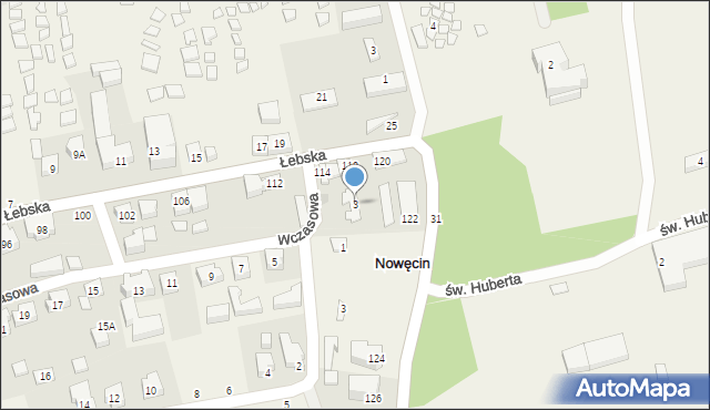 Nowęcin, Wczasowa, 3, mapa Nowęcin