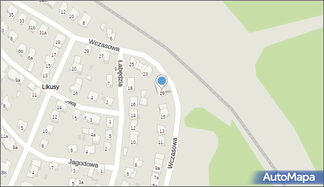 Olsztyn, Wczasowa, 19, mapa Olsztyna