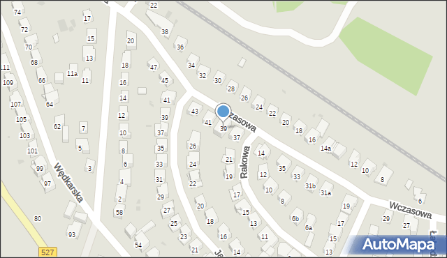 Olsztyn, Wczasowa, 39, mapa Olsztyna