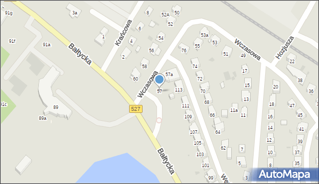 Olsztyn, Wczasowa, 57, mapa Olsztyna